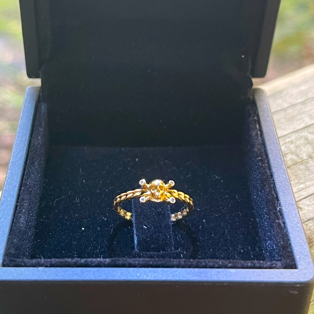 14K Solid Yellow Gold Skull Ring